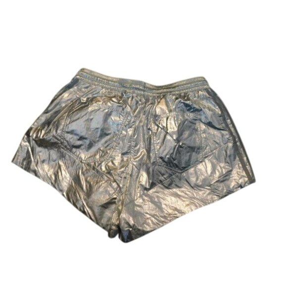 Adidas Size M Medium Ivy Park Silver Metallic Sincher Activewear Shorts - Picture 2 of 2